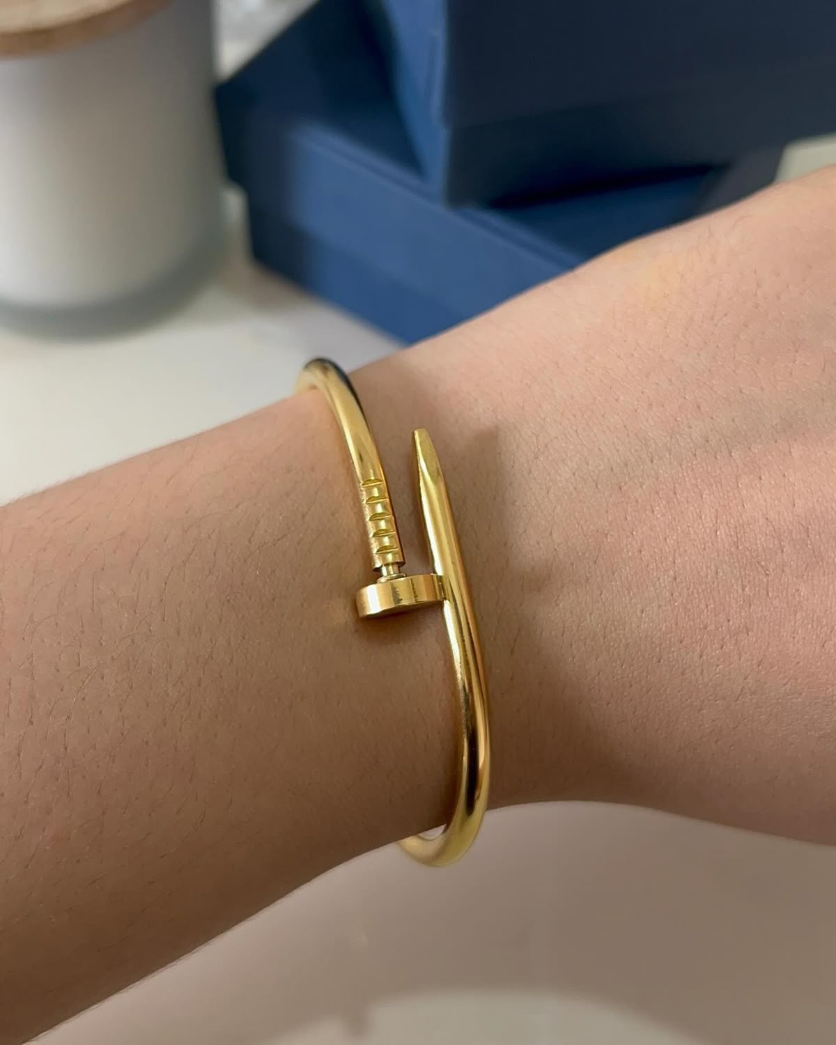 Minimalist unisex Cartier screw nail bangle style bracelet