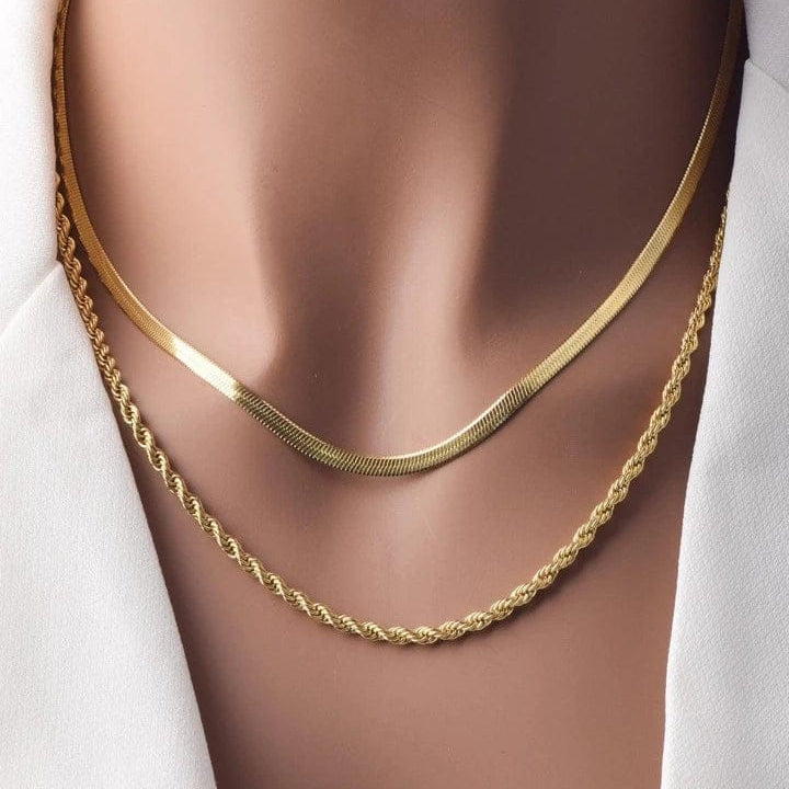 Elegant Rope & Snake Chain Pair