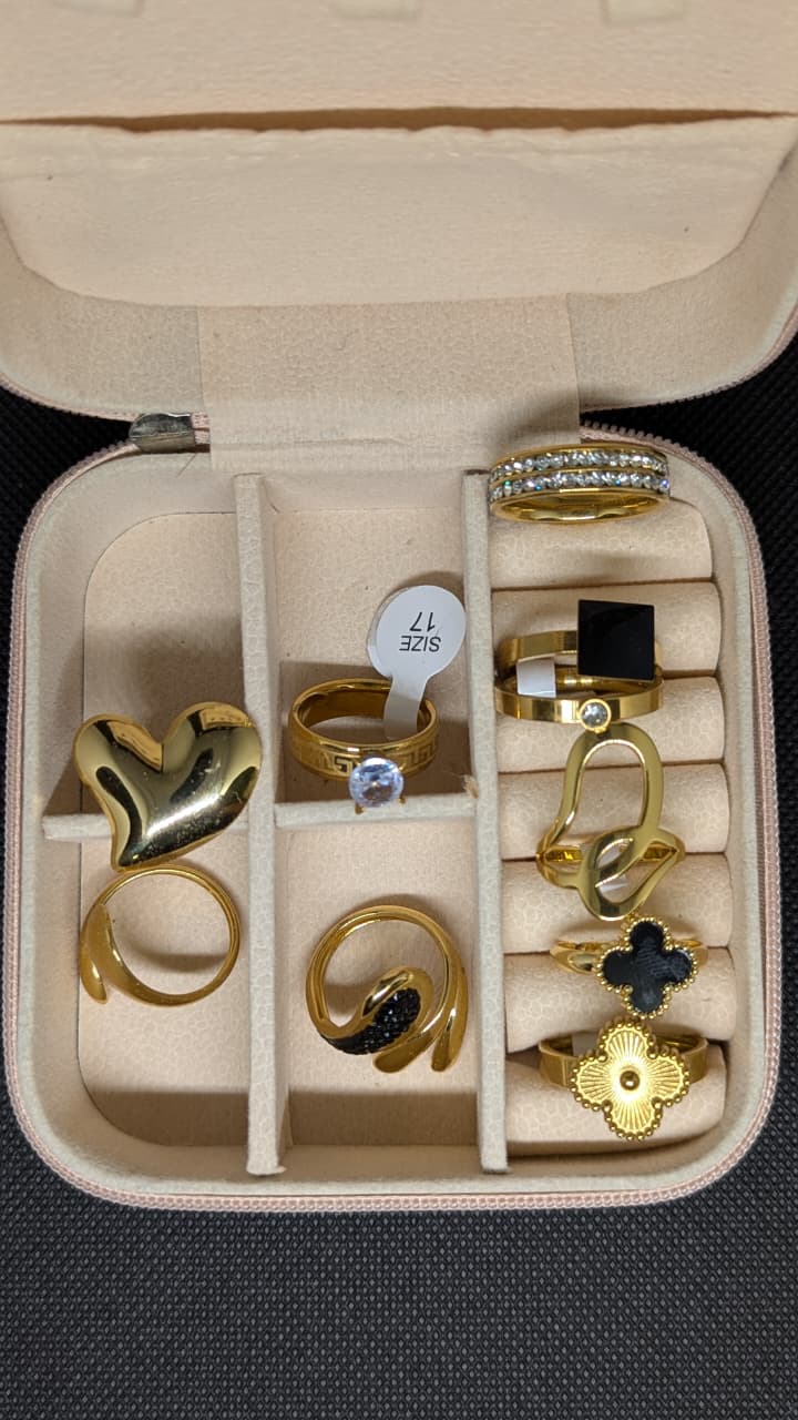 9-Piece Rings Bundle With Blush Jewellery Box