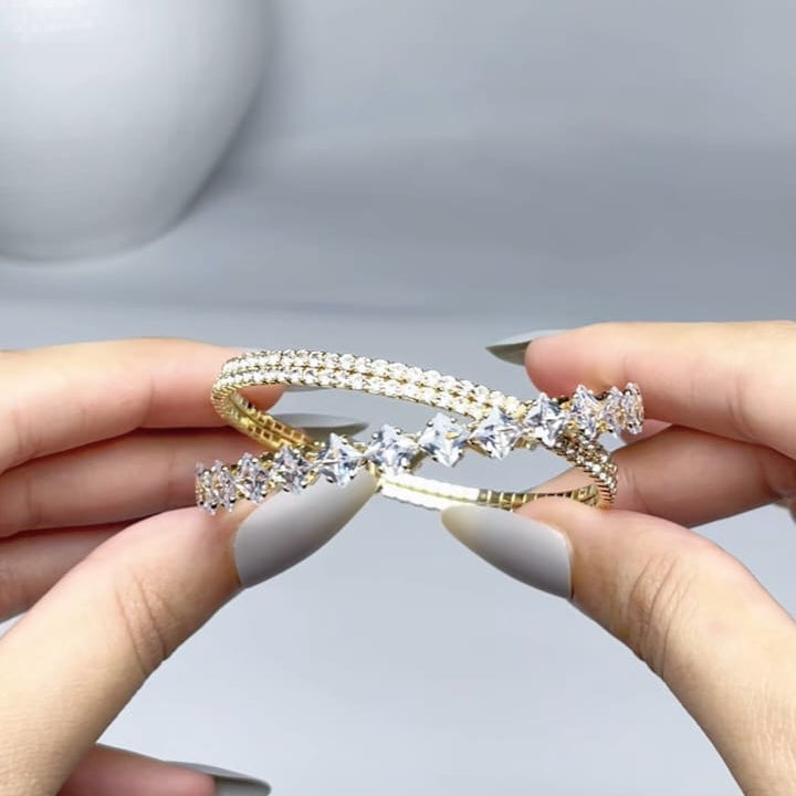 Adjustable White Crystal Bangle