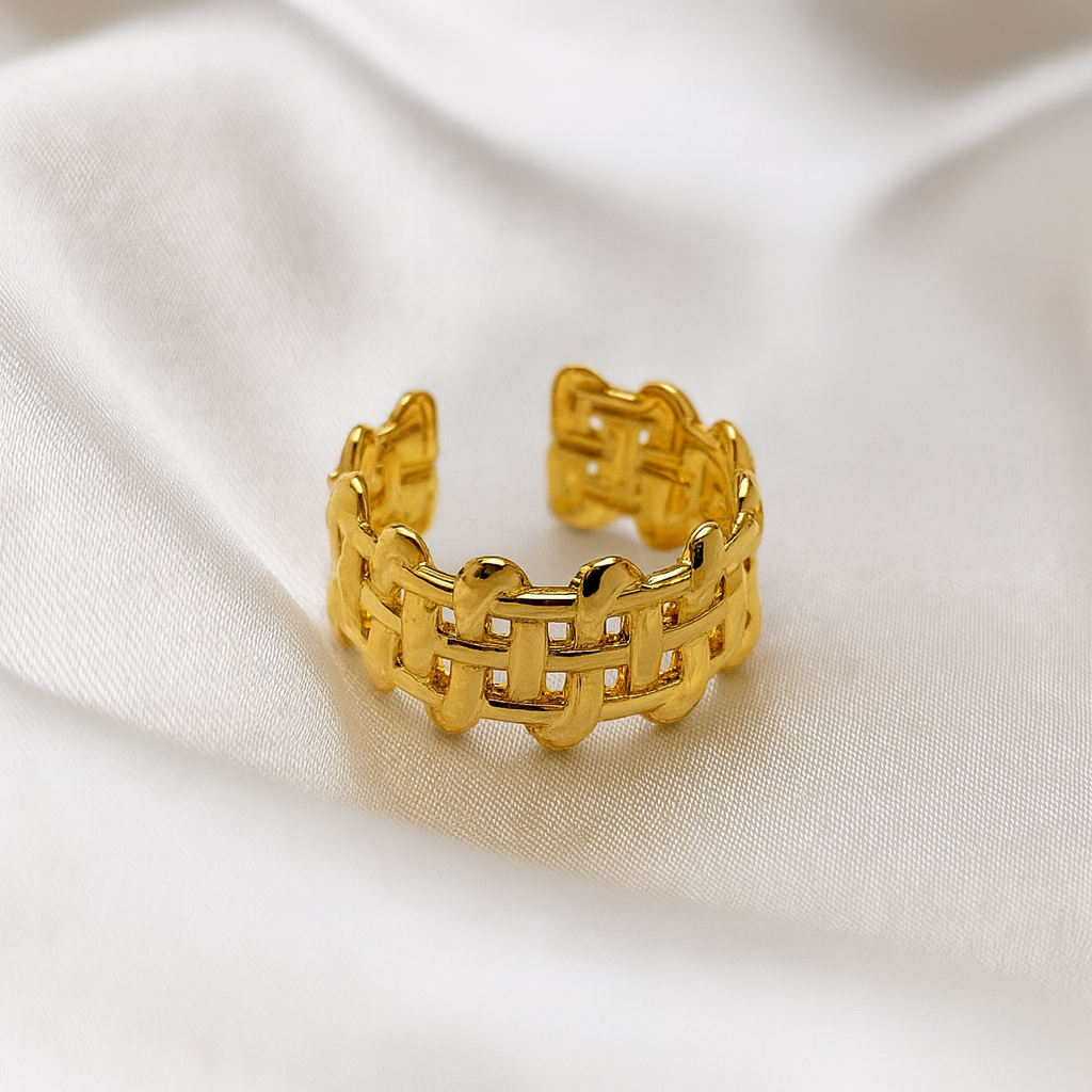 Gold plated chain link ring