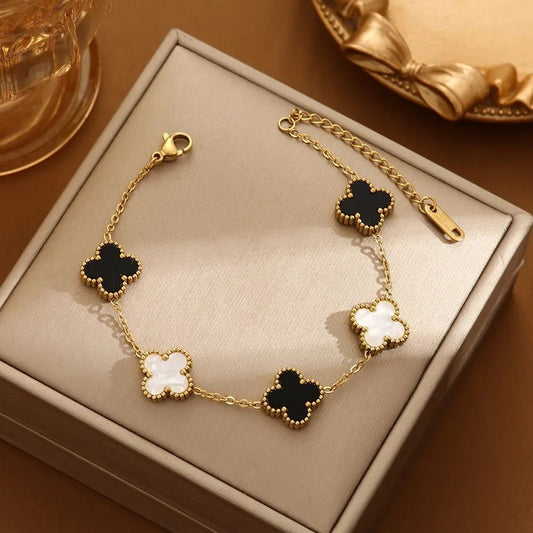 Black & White 2 in 1 Clover Bracelet
