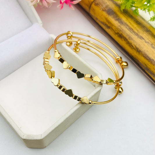 Elegant adjustable bangle with sleek non-tarnish finish, fits all wrist sizes.