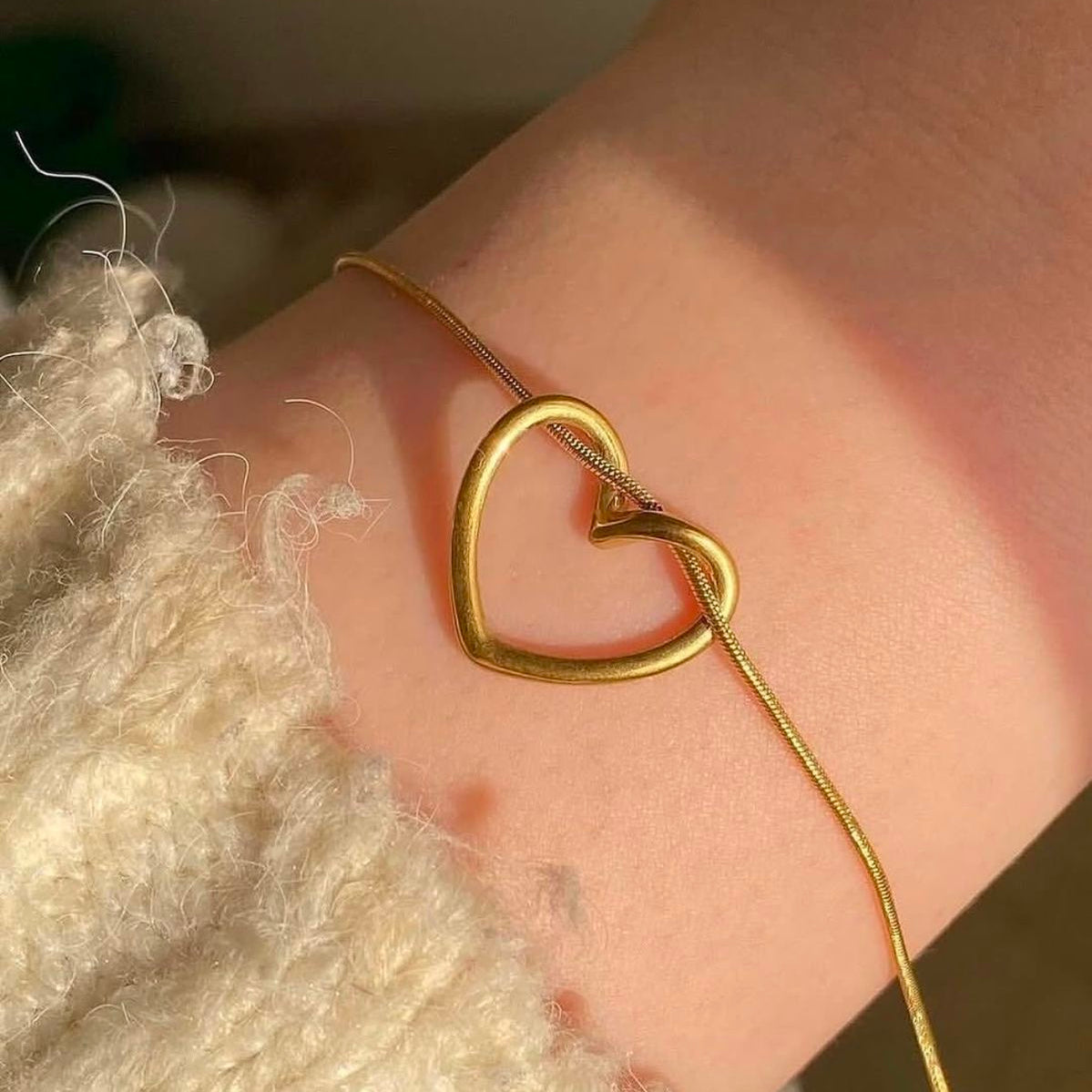Gold Plated Adjustable Heart Chain Bracelet