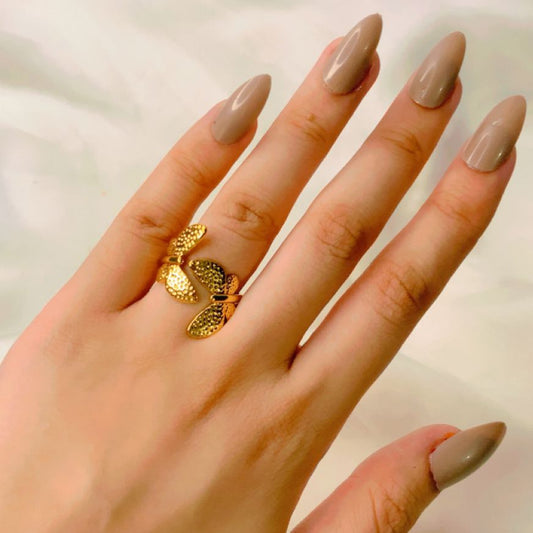 Adjustable charm Butterfly Ring