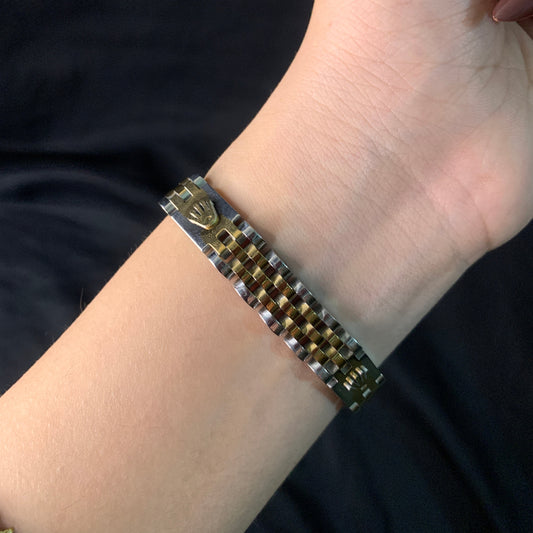 Rolex inspired bracelet – unisex dual-tone stainless steel accessory