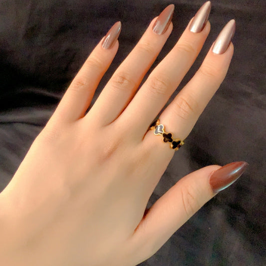 Black clover gold ring  – waterproof stainless steel jewelry for women