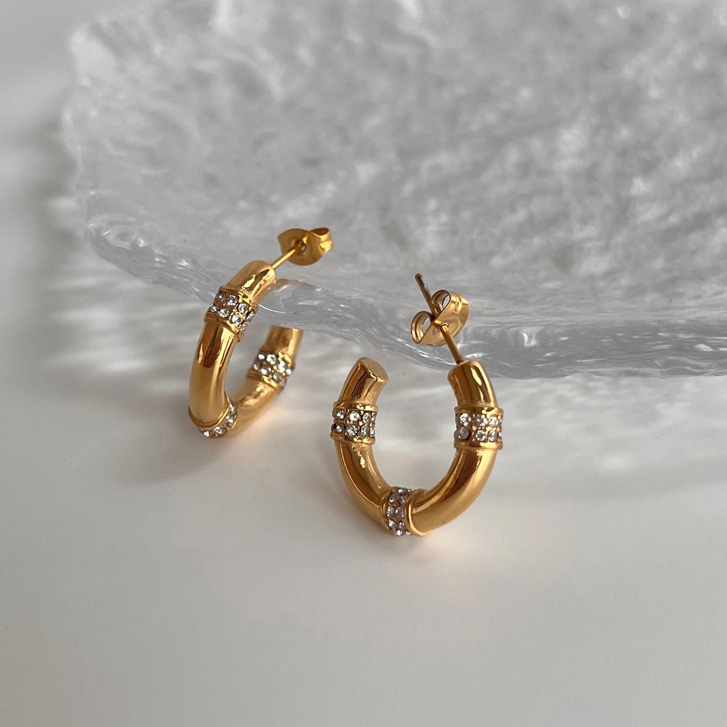 Ibraj gold crystal hoop earrings luxury jewellery