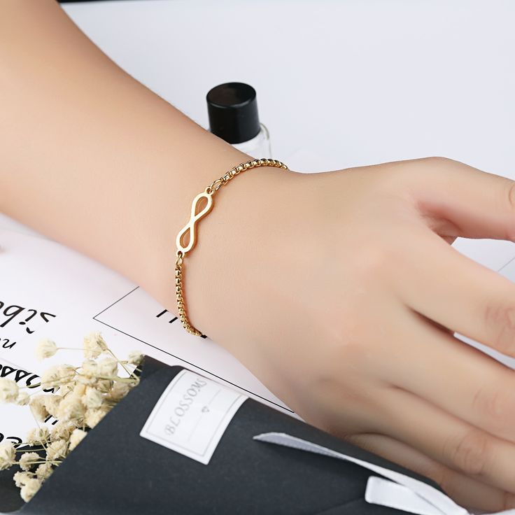 Gold infinity symbol bracelet – waterproof tarnish-free stainless-steel jewelry for women