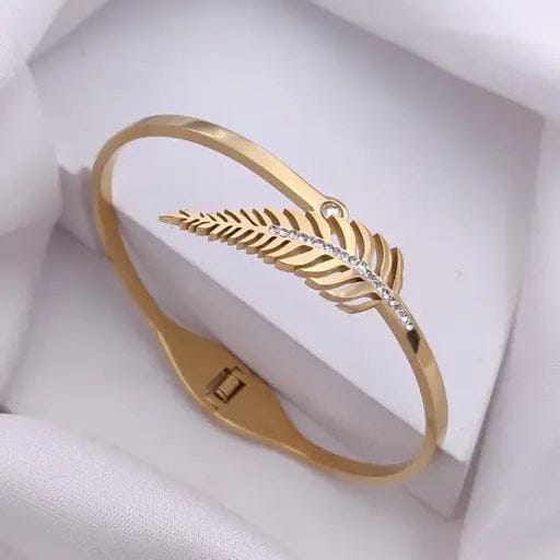 Gold and  leaf design bangle bracelet  waterproof jewelry