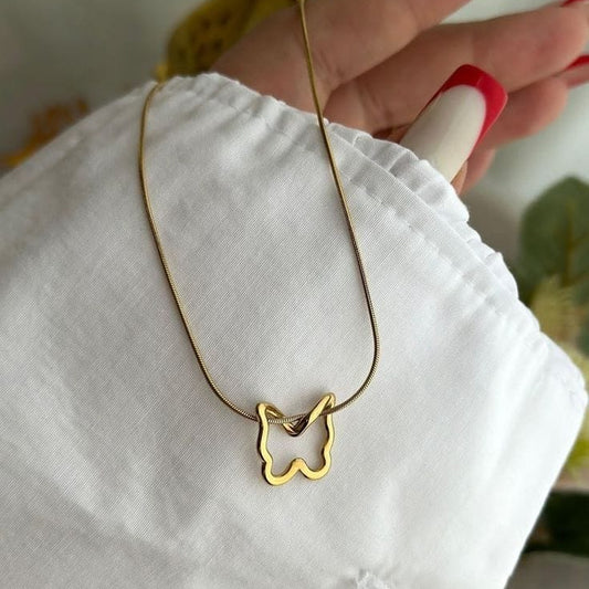 Butterfly outline gold necklace for women
