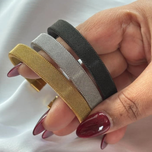  Stainless steel mesh bangle gold silver black