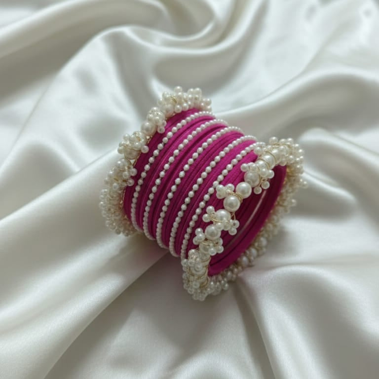 Traditional Pakistani wedding bangles with pearls