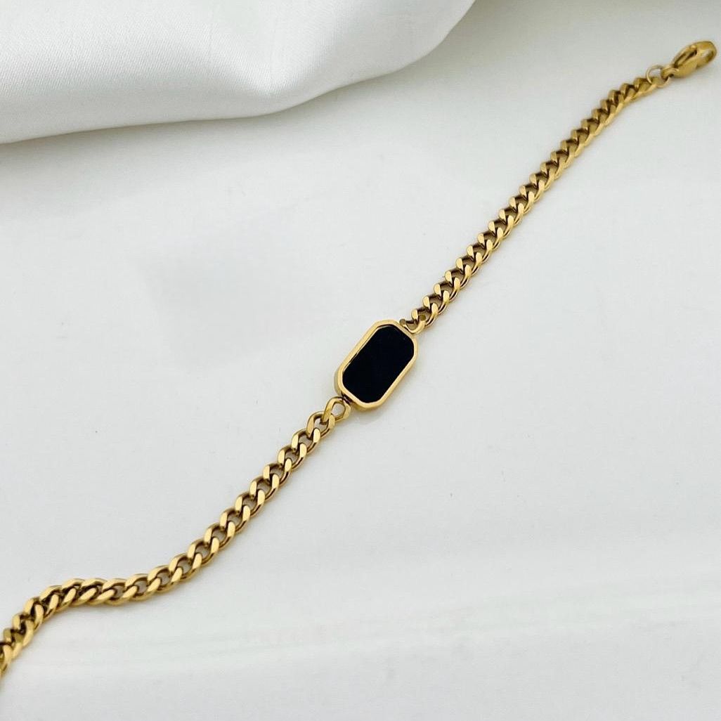Black Enamel Chain Bracelet